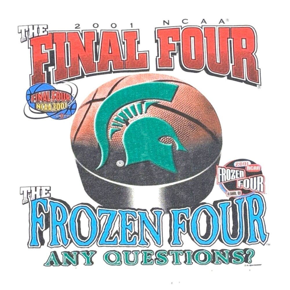 Vtg 2001 Michigan State Spartans NCAA Final Four Frozen Four Hockey Mens XL Y2K